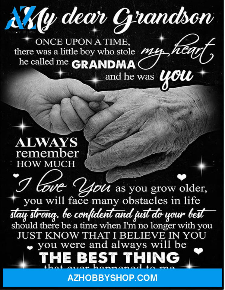 [CUSTOM] Grandson Canvas My Dear Grandson Once Upon A Time Grandma Hand In Hand Canvas