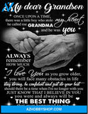 [CUSTOM] Grandson Canvas My Dear Grandson Once Upon A Time Grandma Hand In Hand Canvas