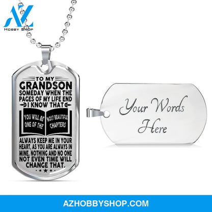 Grandson - Pages Of Life - Military Necklace