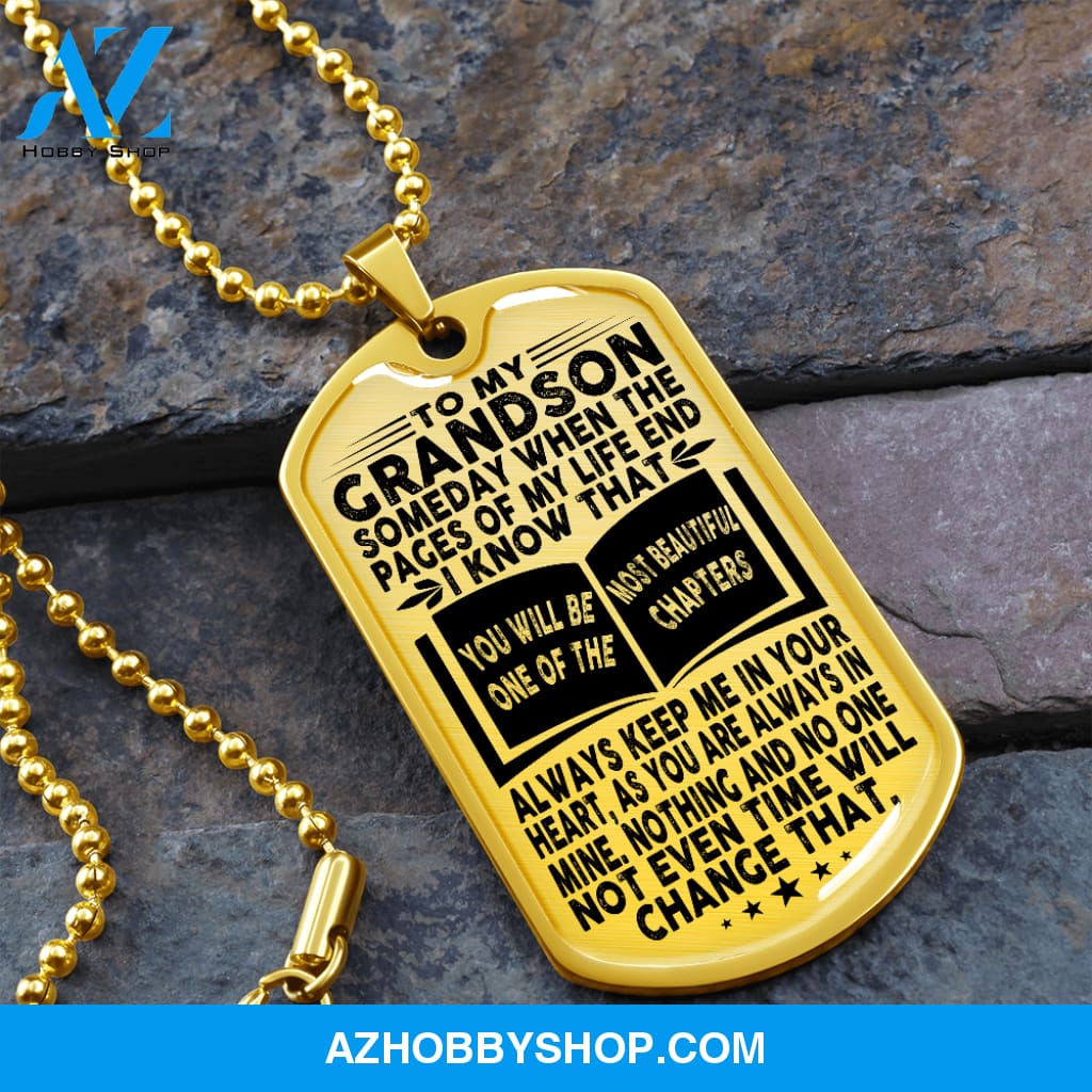 Grandson - Pages Of Life - Military Necklace