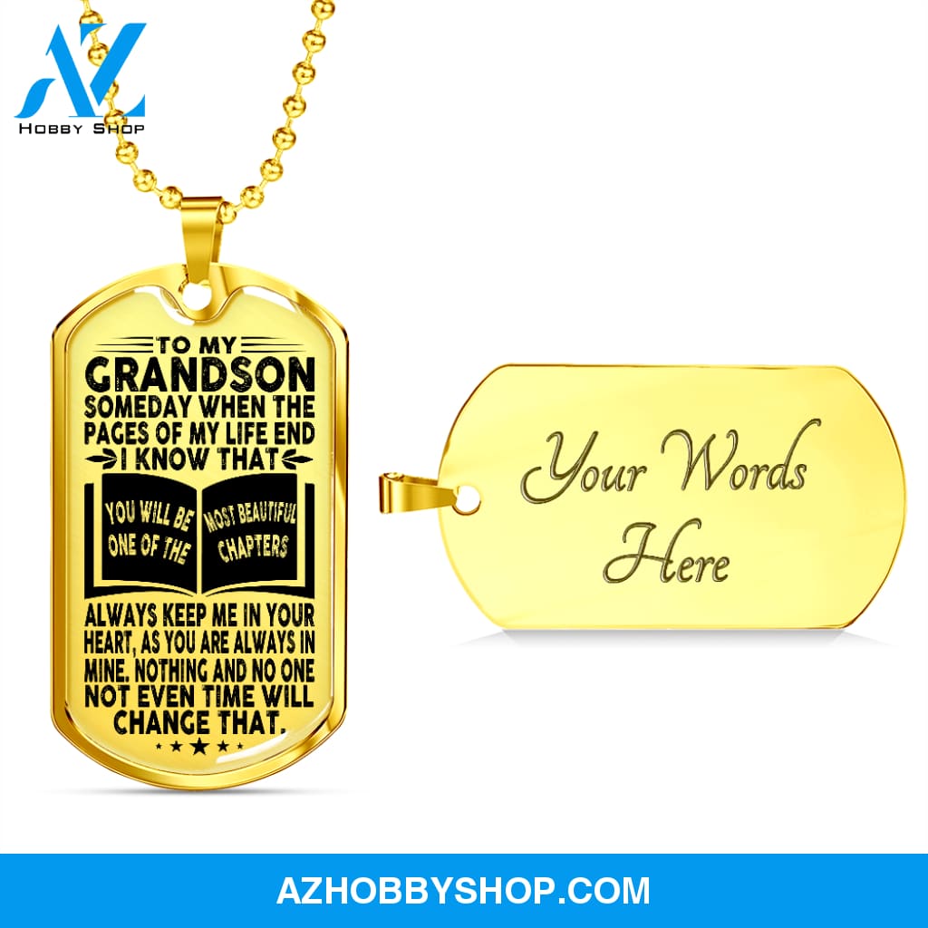 Grandson - Pages Of Life - Military Necklace