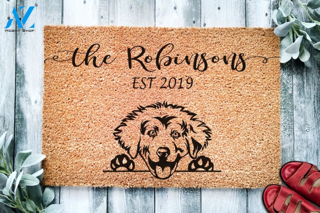 Great Pyrenees Dog Personalized Doormat Custom Doormat Welcome Mat Housewarming Gift Last Name Door Mat Puppy