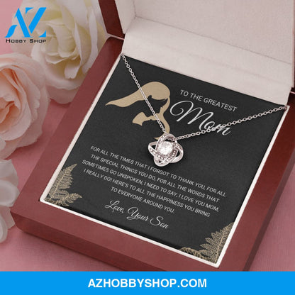Greatest Mom - Love Knot Silver Necklace Gift From Son