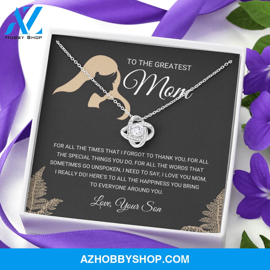 Greatest Mom - Love Knot Silver Necklace Gift From Son