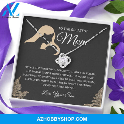 Greatest Mom - Love Knot Silver Necklace Gift From Son