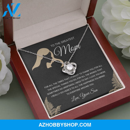 Greatest Mom - Love Knot Silver Necklace Gift From Son