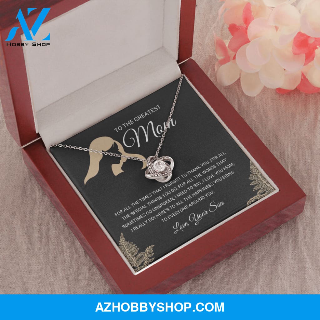 Greatest Mom - Love Knot Silver Necklace Gift From Son