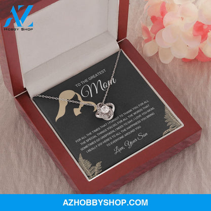Greatest Mom - Love Knot Silver Necklace Gift From Son