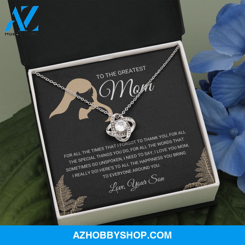 Greatest Mom - Love Knot Silver Necklace Gift From Son