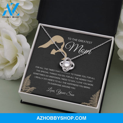 Greatest Mom - Love Knot Silver Necklace Gift From Son