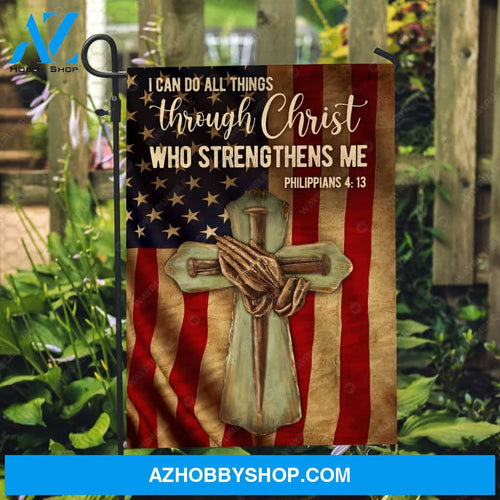 Green cross, Pray with Jesus, Old US flag, I can do all things through Christ who strengthens me - Jesus Flag