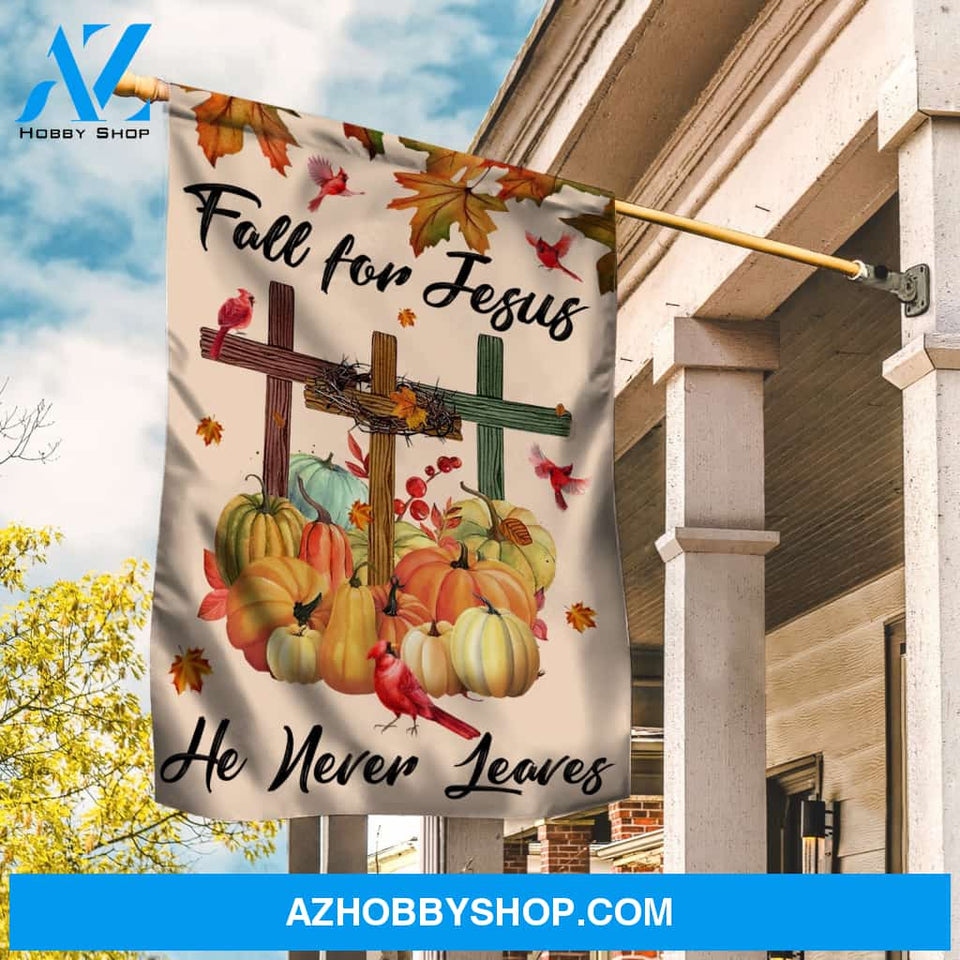Halloween flag, Watercolor pumpkin, Cross symbol, Cardinal, Fall for Jesus - Jesus Flag