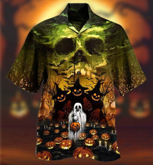Halloween Ghost And Pumpkin 1 Print Short Sleeve 