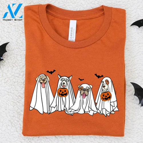 Halloween Sweatshirt Ghost Dogs Dog Crewneck Fall Shirts Pumpkin Sweater Spooky Season Lover Gift