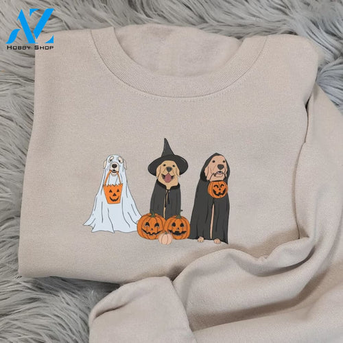 Halloween Sweatshirt Ghost Dogs Dog Crewneck Fall Shirts Pumpkin Sweater Spooky Season Lover Gift