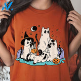 Halloween Sweatshirt Ghost Dogs Dog Crewneck Fall Shirts Pumpkin Sweater Spooky Season Lover Gift