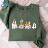 Halloween Sweatshirt Ghost Dogs Dog Crewneck Fall Shirts Pumpkin Sweater Spooky Season Lover Gift