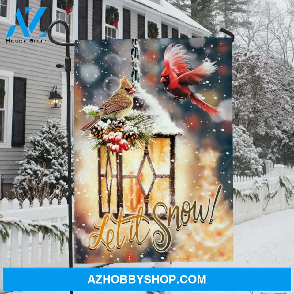 Happy cardinal Stunning lantern, Winter artwork, Let it snow - Jesus Flag