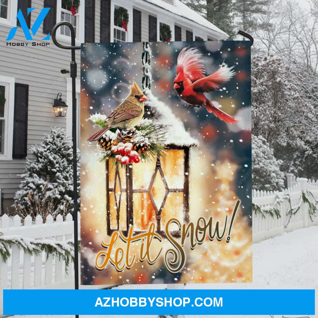Happy cardinal Stunning lantern, Winter artwork, Let it snow - Jesus Flag