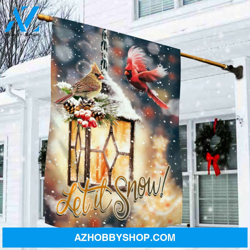 Happy cardinal Stunning lantern, Winter artwork, Let it snow - Jesus Flag