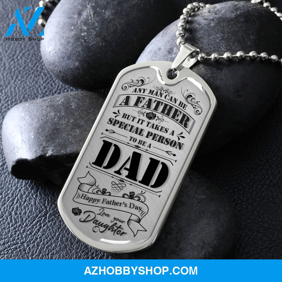 Happy Father's Day DAD - Graphical Dog Tag & Ball chain (steel)