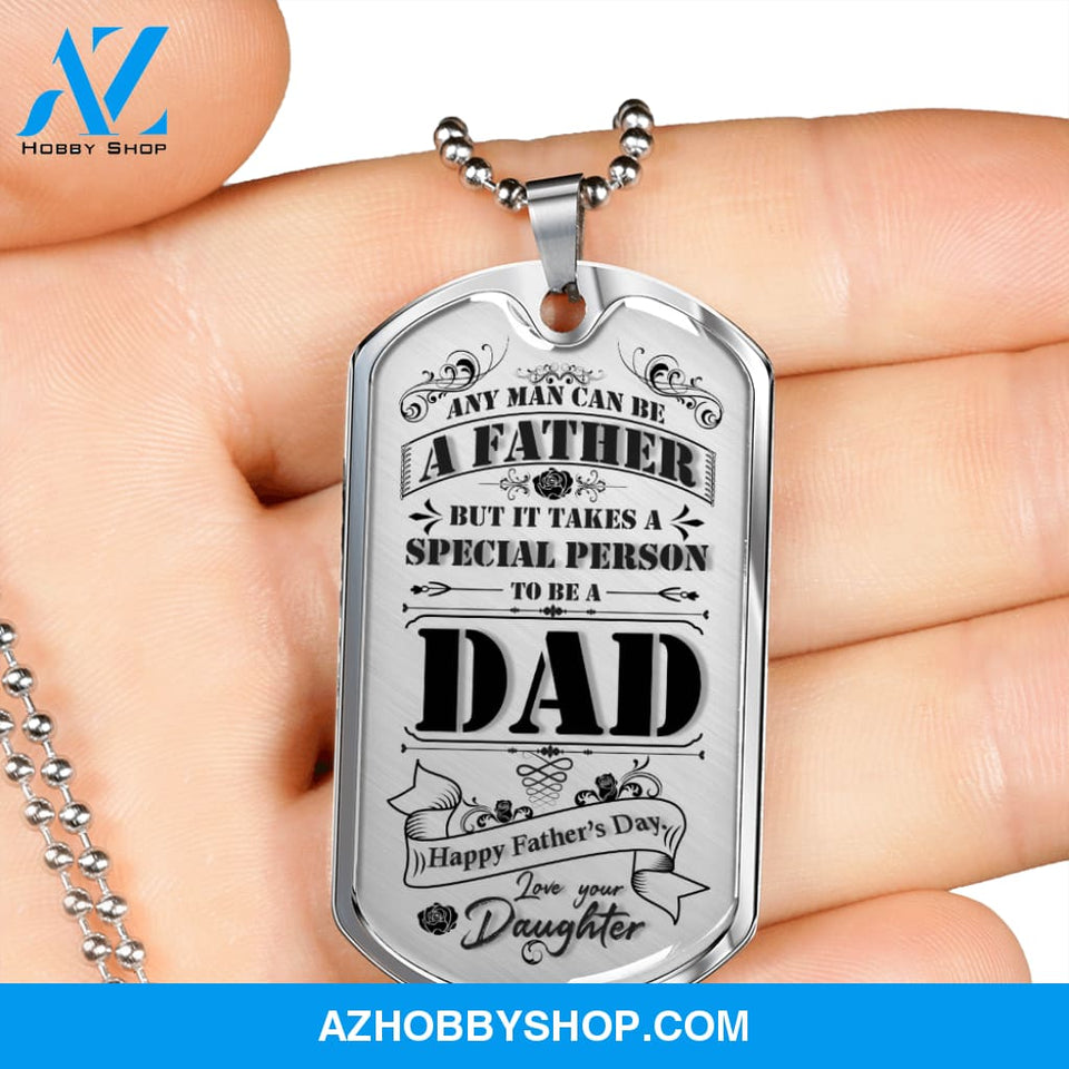 Happy Father's Day DAD - Graphical Dog Tag & Ball chain (steel)
