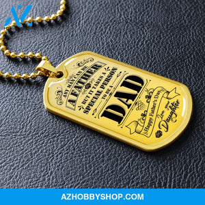 Happy Father's Day DAD - Graphical Dog Tag & Ball chain (steel)