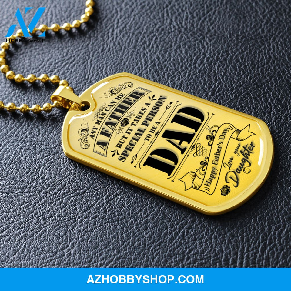 Happy Father's Day DAD - Graphical Dog Tag & Ball chain (steel)
