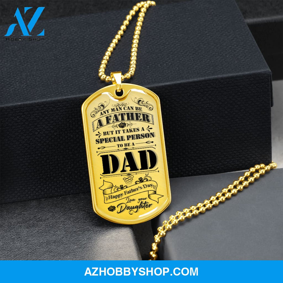Happy Father's Day DAD - Graphical Dog Tag & Ball chain (steel)