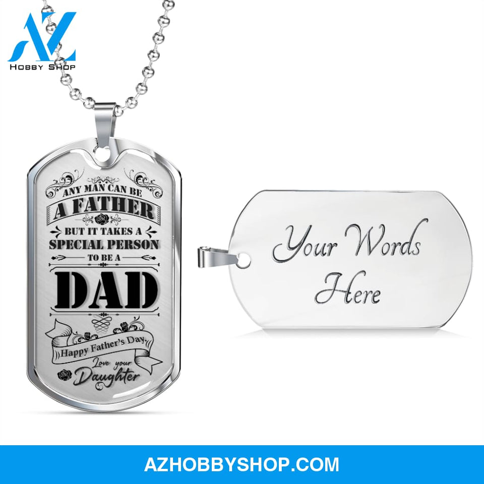 Happy Father's Day DAD - Graphical Dog Tag & Ball chain (steel)