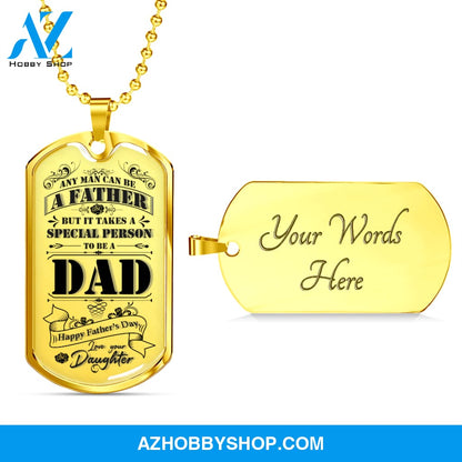 Happy Father's Day DAD - Graphical Dog Tag & Ball chain (steel)