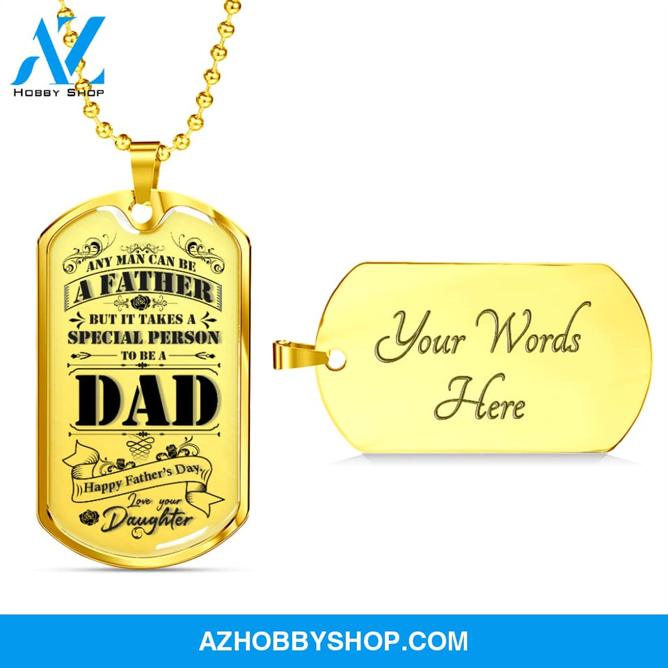 Happy Father's Day DAD - Graphical Dog Tag & Ball chain (steel)
