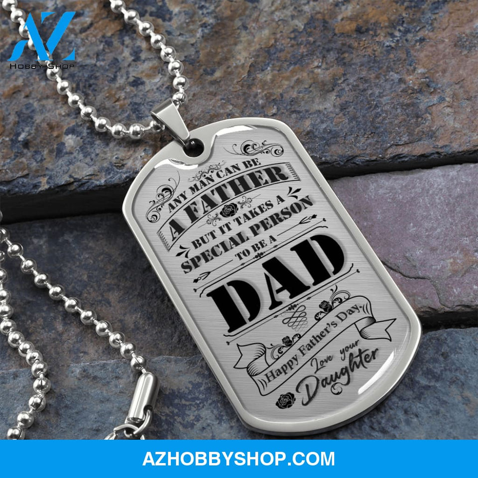 Happy Father's Day DAD - Graphical Dog Tag & Ball chain (steel)