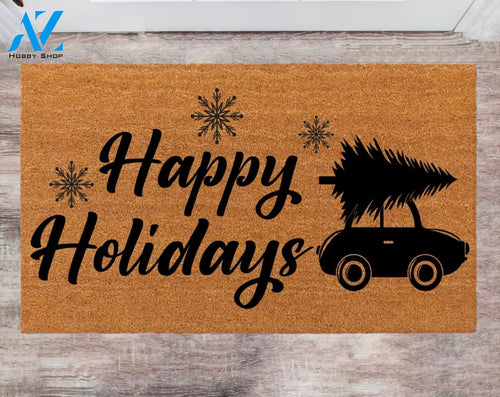 Happy Holiday Custom Cute Doormat Family Name Rug New Year Gift Anniversary Gift Monogram Rug