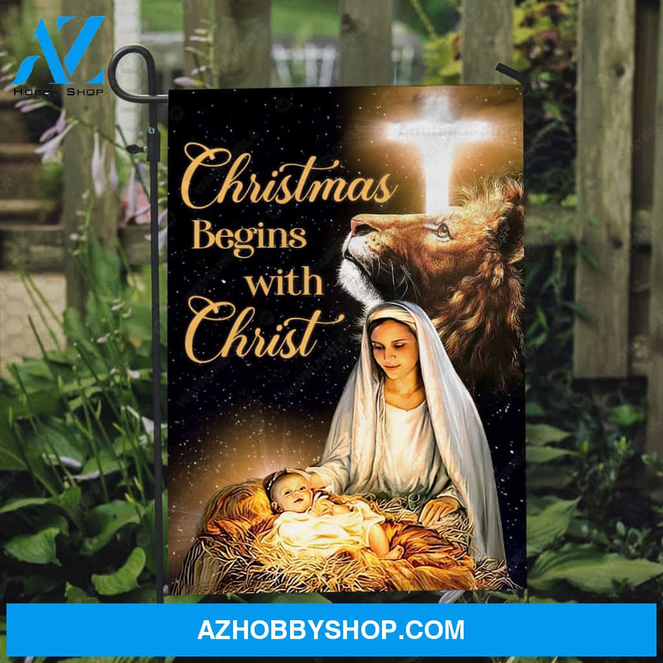 Happy Jesus, Stunning night, Beautiful Maria, Christmas begins with Christ - Jesus Flag