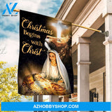 Happy Jesus, Stunning night, Beautiful Maria, Christmas begins with Christ - Jesus Flag
