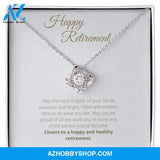 Happy Retirement White Gold Lovely Knot Necklace