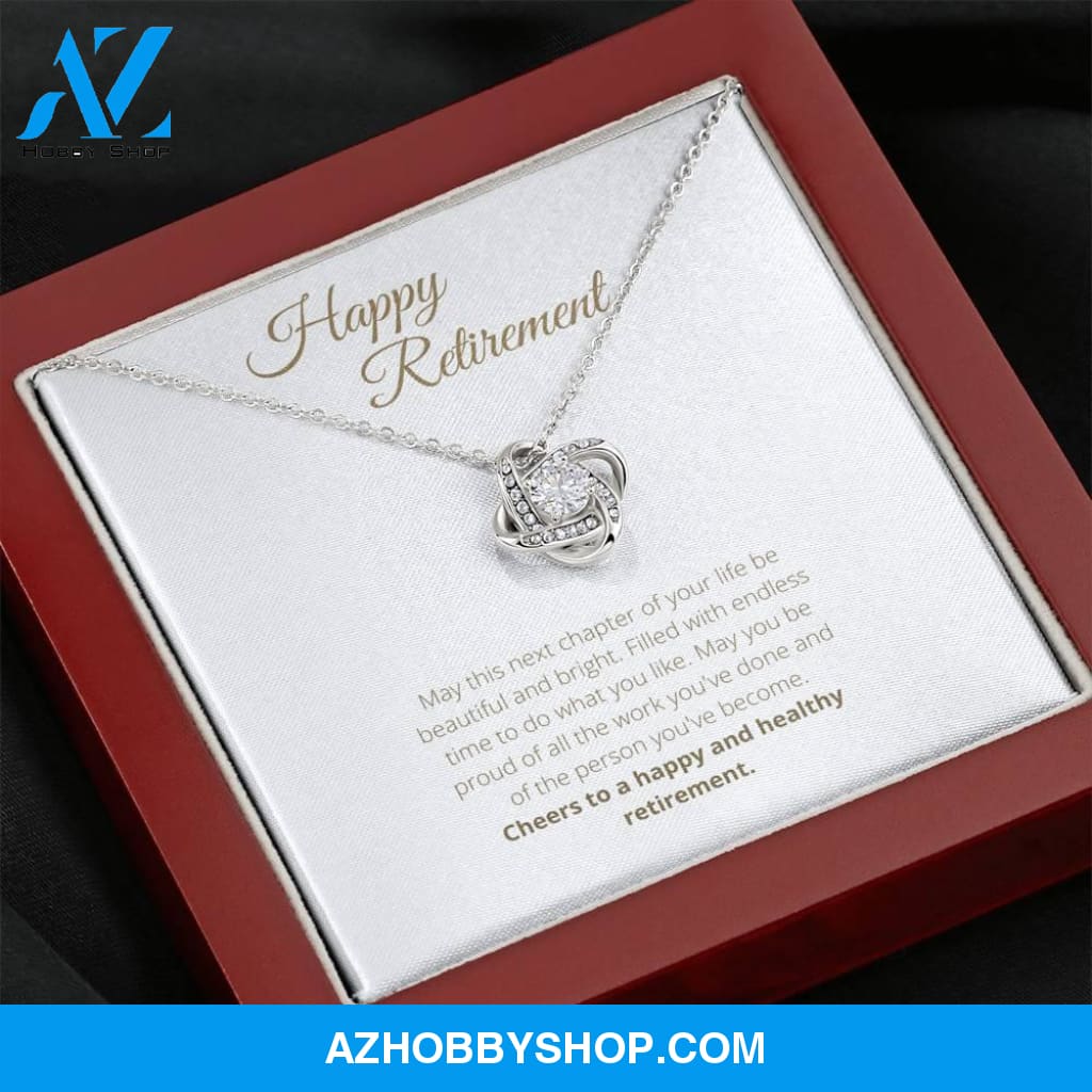 Happy Retirement White Gold Lovely Knot Necklace