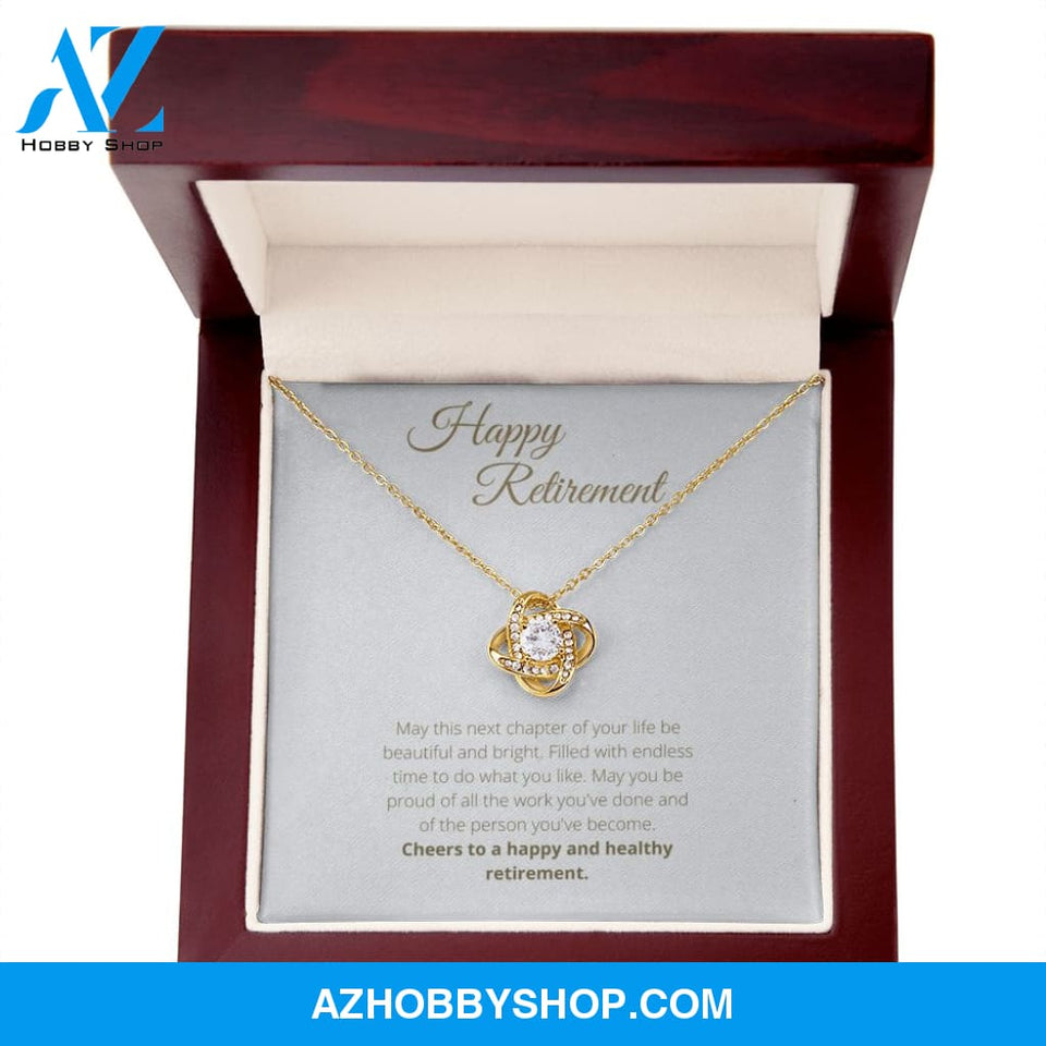 Happy Retirement White Gold Lovely Knot Necklace