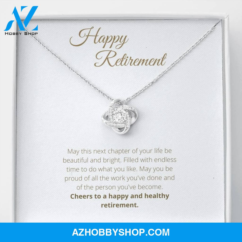 Happy Retirement White Gold Lovely Knot Necklace