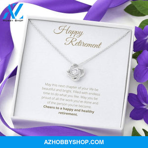 Happy Retirement White Gold Lovely Knot Necklace