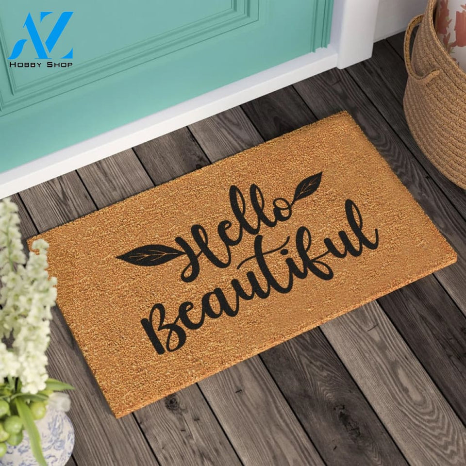 Hello Beautiful Door Mat Custom Doormat Housewarming Gift Wedding Gift Home Gift Welcome Door Mat |