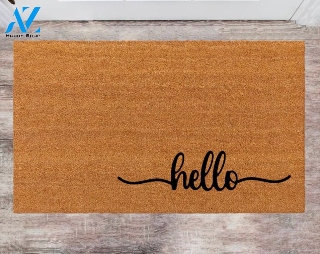 Hello Doormats Cute Pet Doormat Front Door Rug Last Name Rug Monogram Rug Closing Gift Funny Doormat