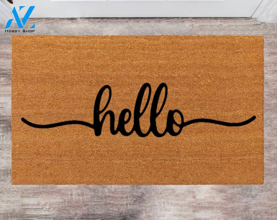 Hello Doormats Front Door Mats Last Name Rug Monogram Rug Closing Gift Funny Christmas Doormat