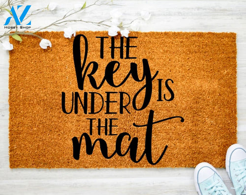 Hello Keys are under mat Door mat Welcome Mat Funny Family Doormat Porch Decor Housewarming Doormat Coir doormat