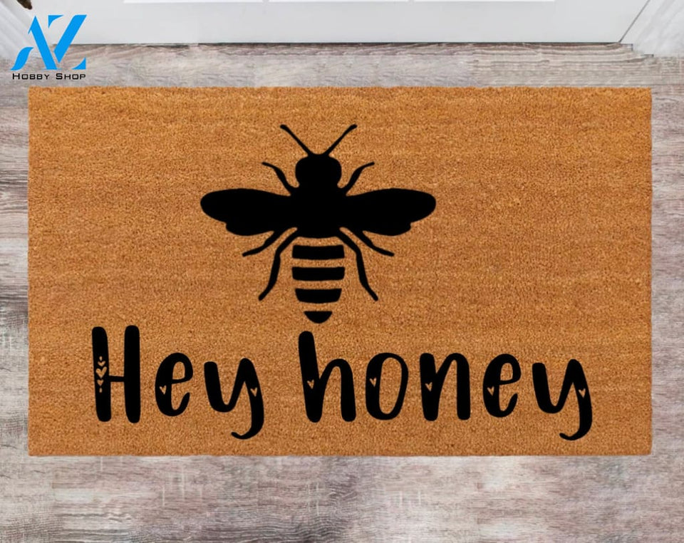 Hey Honey Cute Pet Doormat Front Door Rug Last Name Rug Monogram Rug Holiday Doormats Funny Doormat