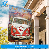 Hippie girl, Hippie van, Colorful flower, Peace sign, Stay trippy little hippie - Jesus Flag