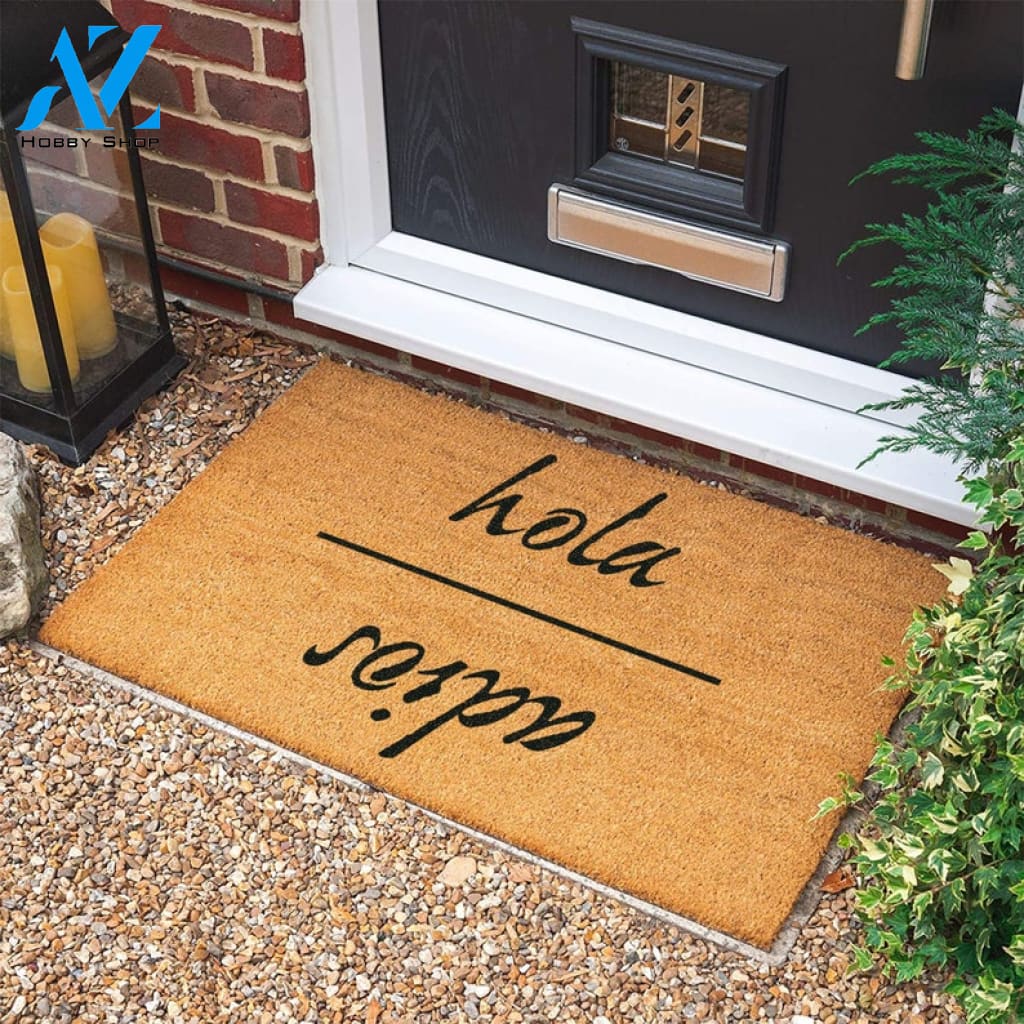Hola Adios Door Mat New Home Gift Housewarming Gift Personalized Gift Welcome Door Mat Personalized Custom