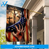 Holy spirit dove, American flag, Three wooden crosses, Crucifixion of Jesus - Jesus Flag