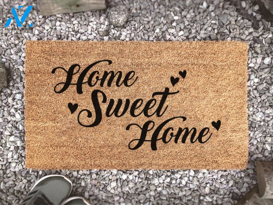 Home Sweet Home - Custom Doormat - Housewarming Gift - Welcome Quote Mat - Cute Doormat